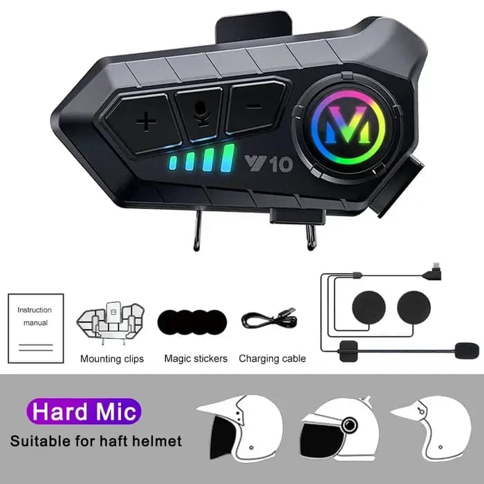 Casque de moto Y10, intercomunicateur, casque de moto 5.3, commande vocale, casque sans fil pour mot