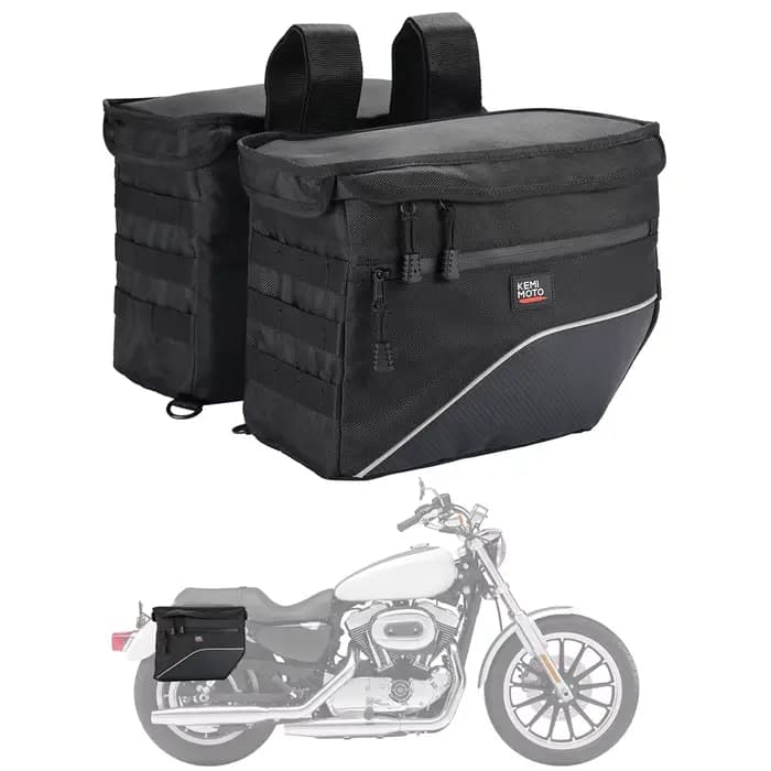 Sacs de selle de moto 26L en toile, sacs latéraux universels pour Cruiser Touring Sportster Softail