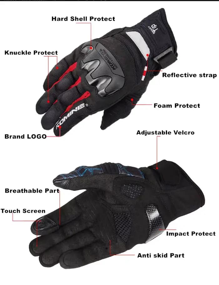Gants de Moto d'Été Respirants à Doigt Complet