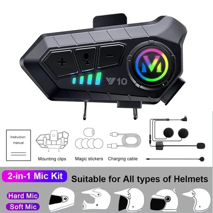 Casque de moto 3D avec écouteurs LED