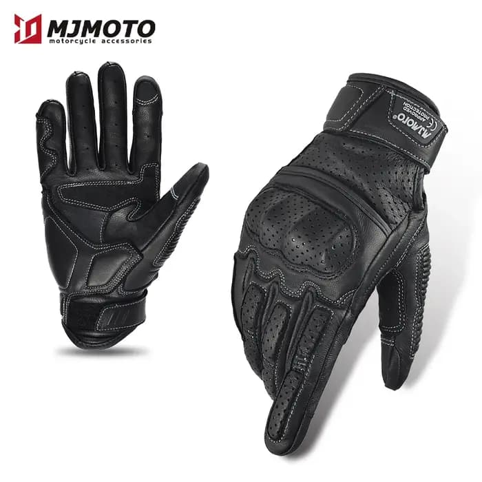 Gants de Moto en cuir Vintage marron pour hommes
