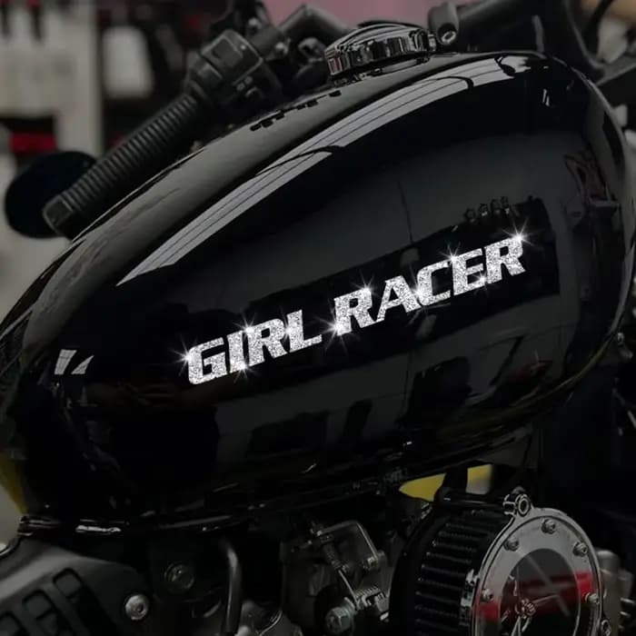 Autocollant de moto Imitation diamant paillettes GIRL RACER