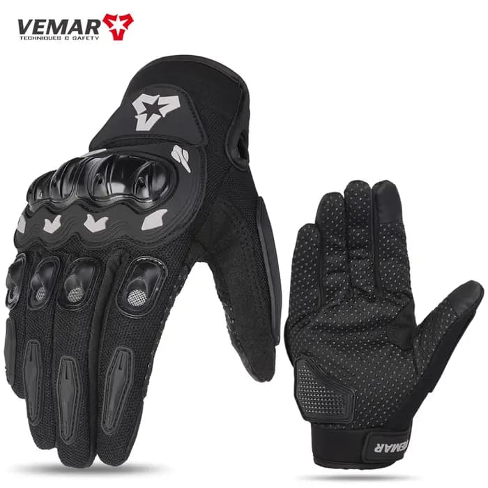 VEMAR été hommes noir doigt complet gants de moto femmes dame rouge
