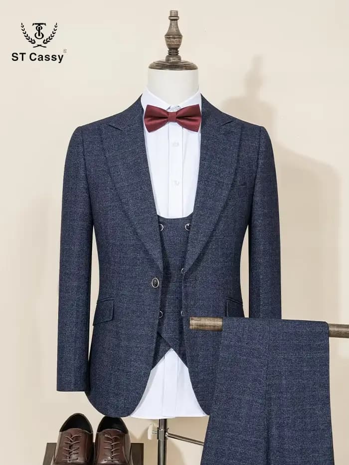 ST Cassy costume de marié de mariage (veste + gilet + pantalon) costume décontracté coupe ajustée simple boutonnage marié mariage bureau d'affaires costumes pour hommes