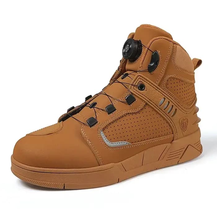 Bottes de Moto marron pour hommes, bottes de motocycliste toutes saisons, chaussures de Moto respirantes en cuir de vache, bottes de course antidérapantes