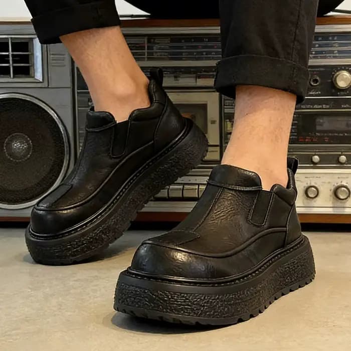 Bottes de moto à semelles épaisses pour hommes