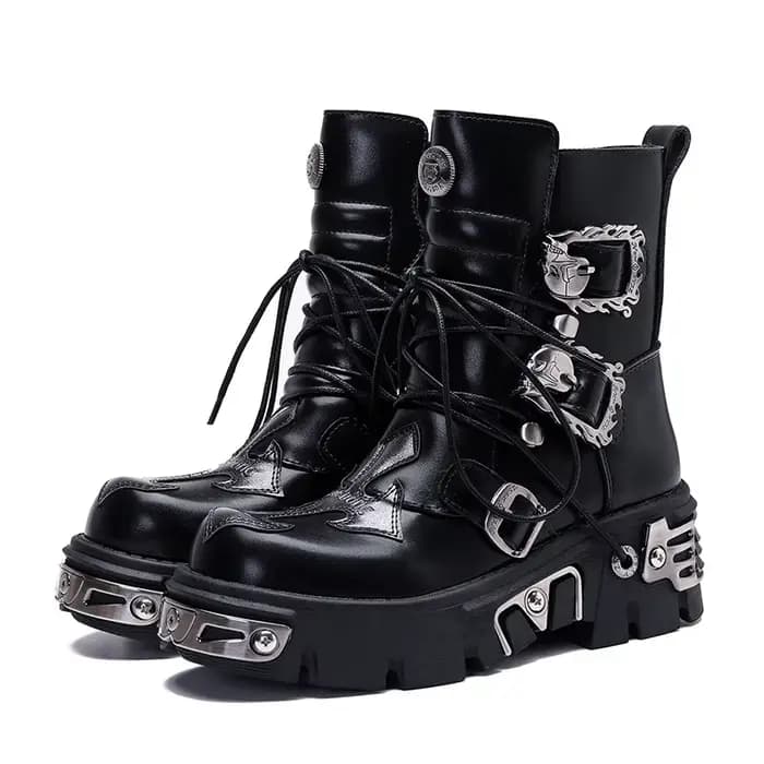 Bottes de moto de Style britannique à la mode avec semelle épaisse