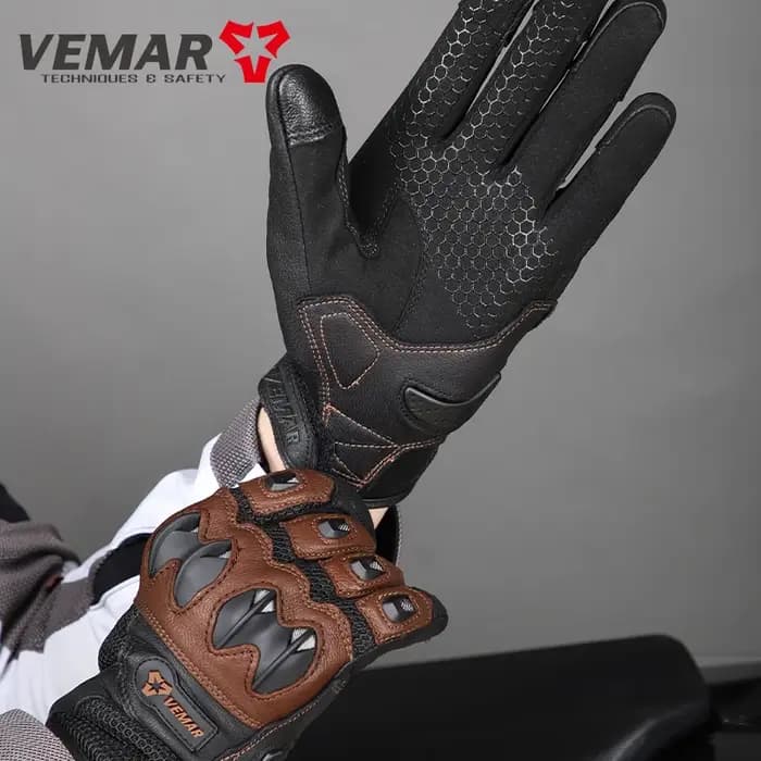 Gants de moto vintage en cuir de chèvre avec maille respirante, style rétro, pour homme et femme, pour moto et motocross