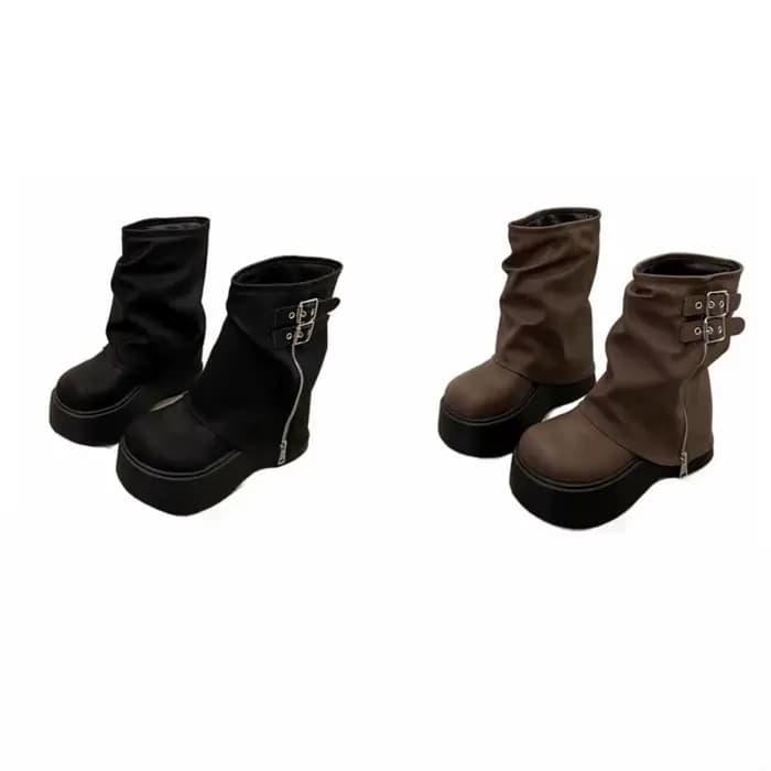 Bottines de motard à plateforme Y2K Punk pour femmes
