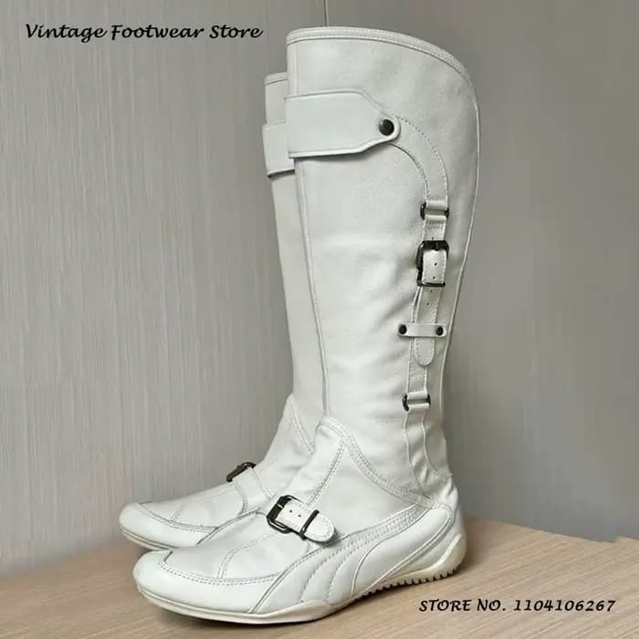 Bottes de moto à boucle de ceinture de style sportif Bout rond Plat avec chaussures tendance décontractées