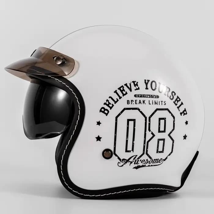 Casque ouvert rétro 3/4 unisexe avec double visière
