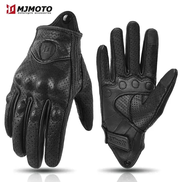 Avec CE approuvé été rétro en cuir perforé gants de Moto hommes femmes doigt complet Motocross Dirt Biker gant Guantes