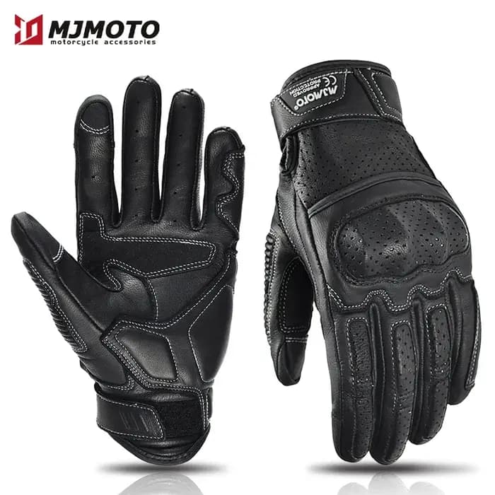 Gants de course de moto en cuir vintage pour écran tactile