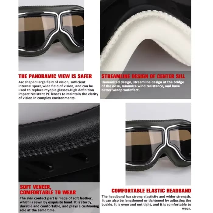 Lunettes Moto Rétro en Cuir