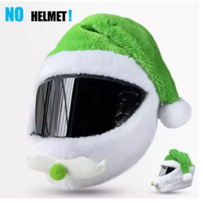 Housse de casque intégral de moto en peluche verte motif animal de dessin animé, protection en tissu