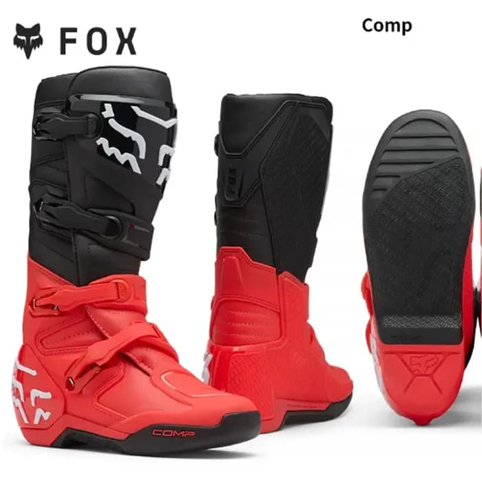 FOX RACING COMP X Bottes tout-terrain de motocross Chaussures durables de qualité professionnelle construites pour les séances et la course sur piste de moto