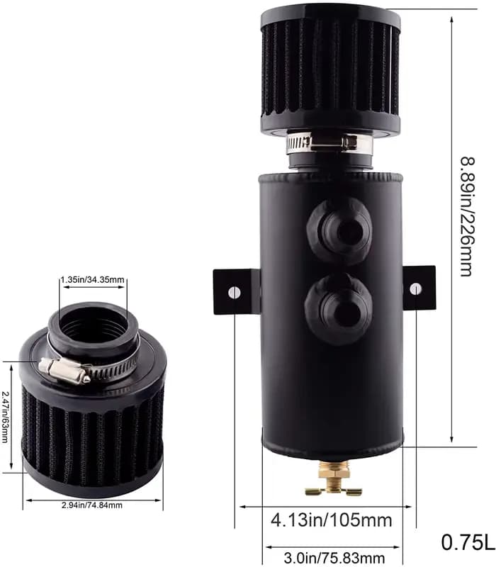 Réservoir d'échappement en aluminium AN10, 750ml, réservoir d'huile avec filtre de reniflard, Kit dé