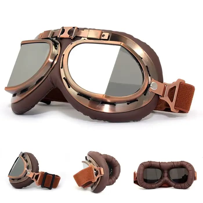 Lunettes de moto en cuir vintage