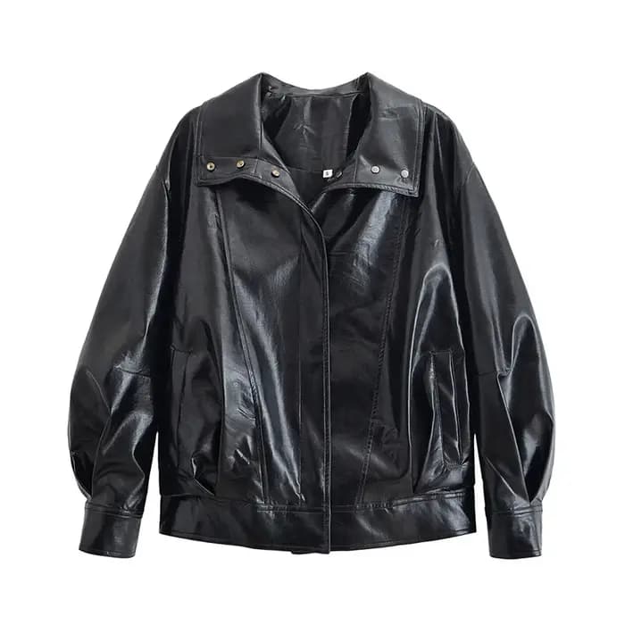Veste en Faux cuir PU noir pour femme
