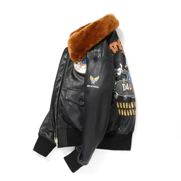 Veste en cuir de style militaire pour homme, manteau en cuir de vol, véritable peau de mouton douce naturelle, noir, hiver, taille européenne, pilote, B10