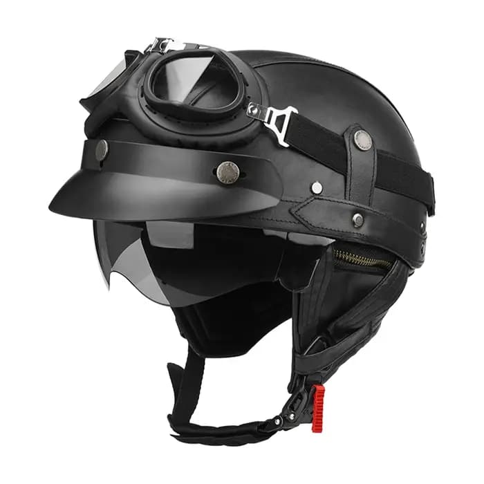 Demi-casque de Moto en cuir Vintage