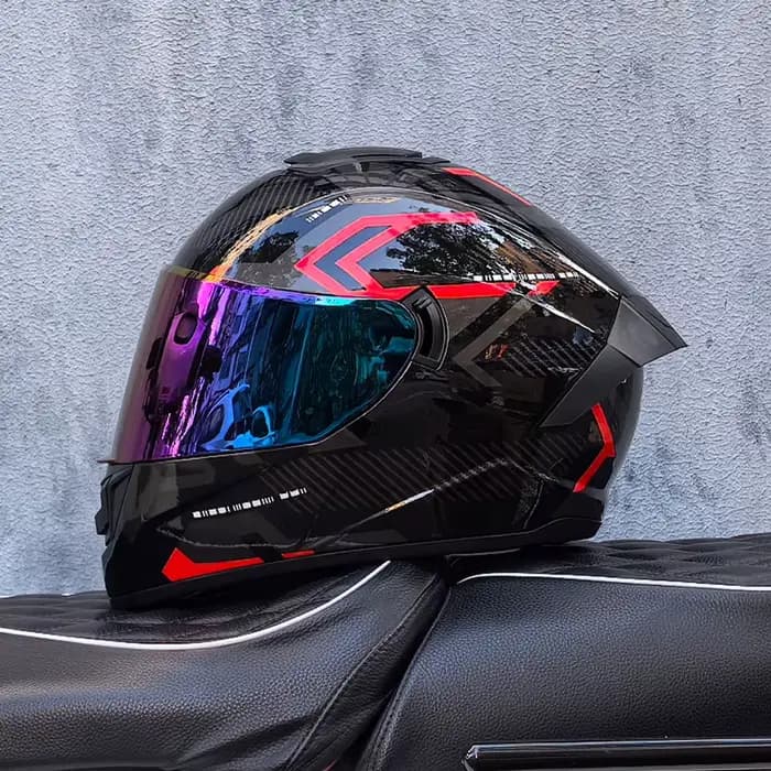 Casque de moto intégral LVS avec double pare-soleil