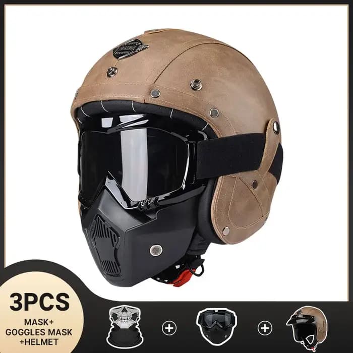 Casque de moto vintage pour homme