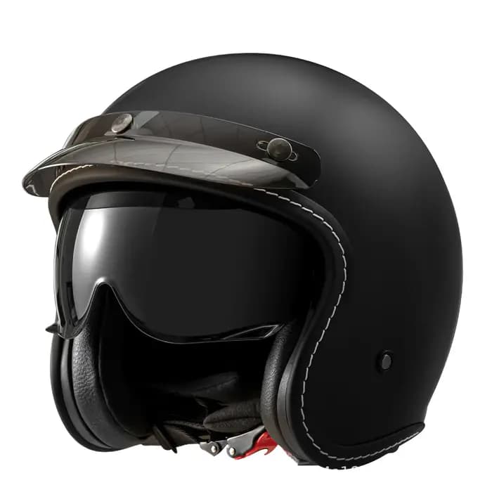 Casque de moto rétro 3/4 ouvert unisexe avec double visière
