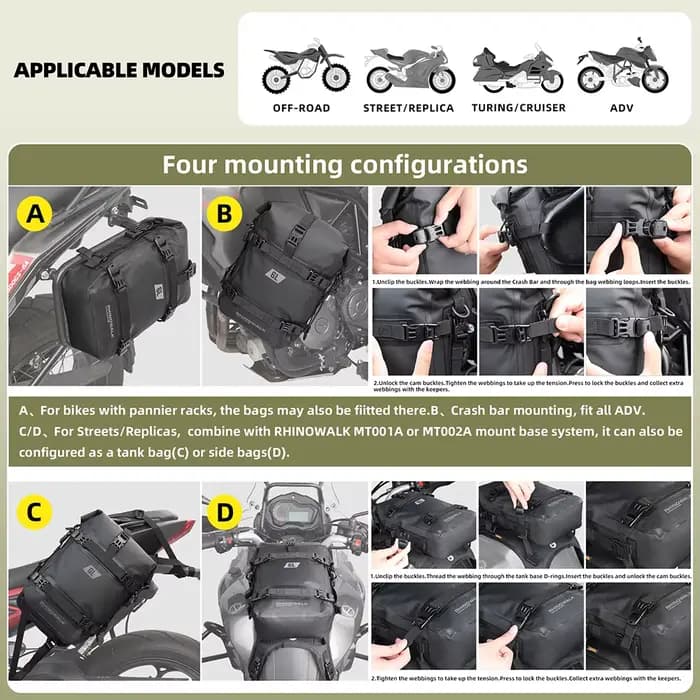 Sac de pare-chocs de moto étanche 6L