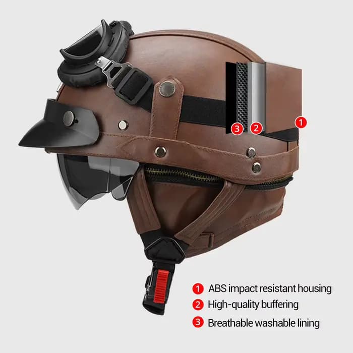 Demi-casque de moto en cuir