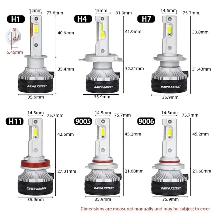 DAWNKNIGHT K8C 40W K7C Led longue durée Version H7 H4 H11 Led ampoule de phare 3 Tube de cuivre Led