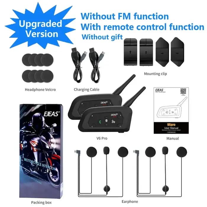 EJEAS V6 PRO + Bluetooth casque de moto Interphone