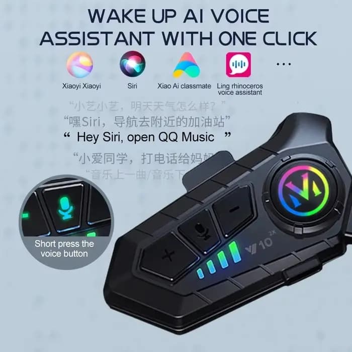 Intercom Bluetooth pour casque de moto V10 2X, intercom sans fil 300M, intercomunicador 2000Mah, tal