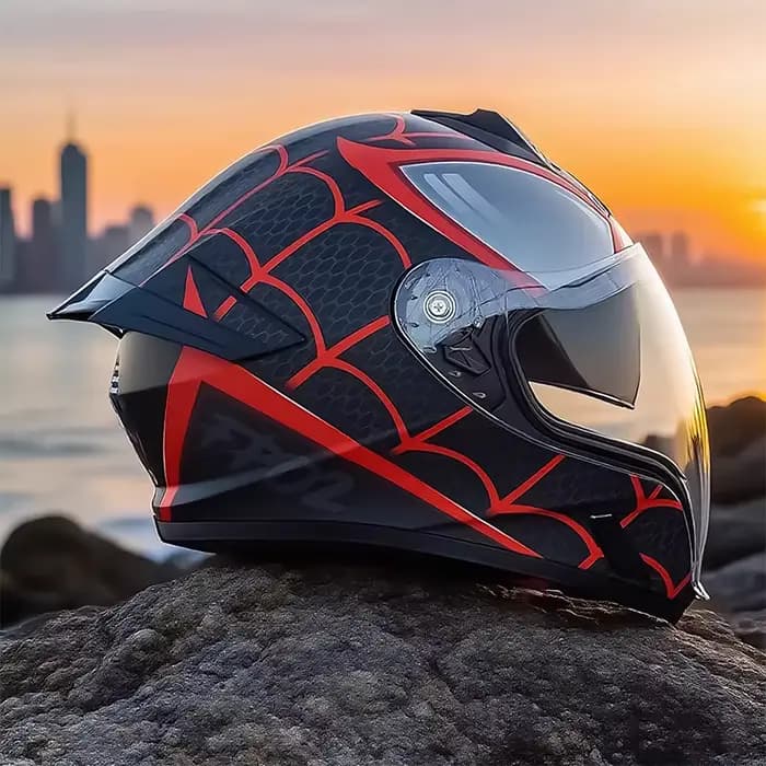 Casque de moto modulaire intégral pour adulte certifié DOT 3C avec double visière anti-UV à dégagement rapide