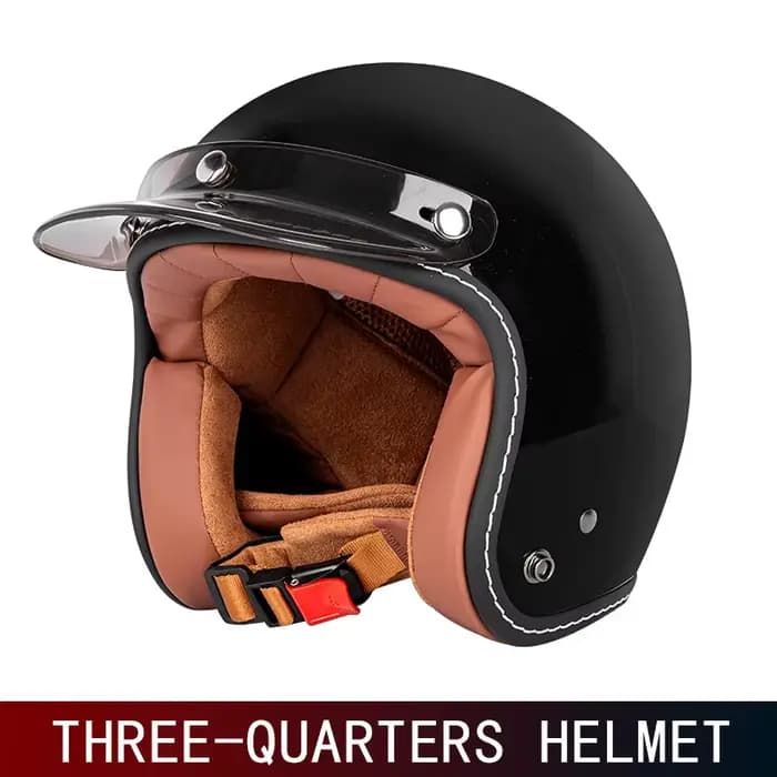 Chaud casque rétro trois quarts pour hommes et femmes moto hiver