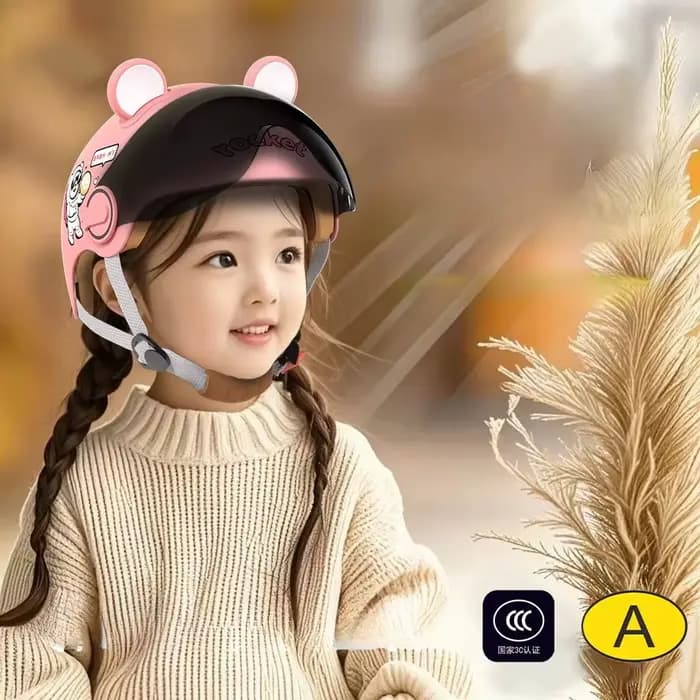 Casques de moto pour enfants dessin animé voiture électrique vélo visage ouvert femme casque mignon quatre saisons