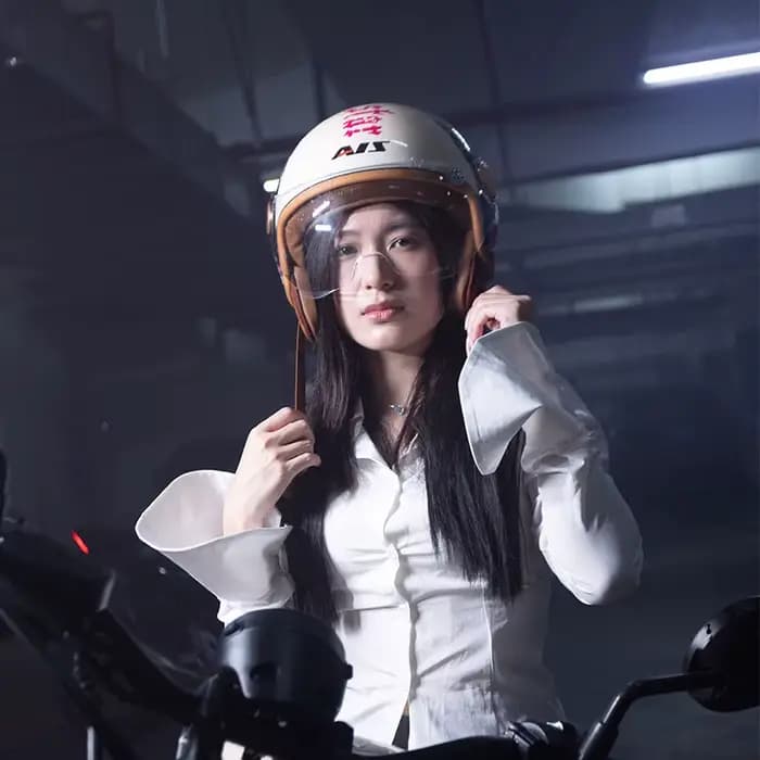 Casque de Moto Vintage, Ouvert au Visage, Rétro 3/4, Demi-Casque