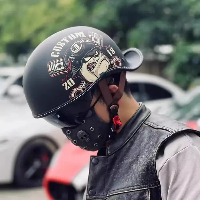 Casque de moto rétro à queue de cheval pour hommes et femmes