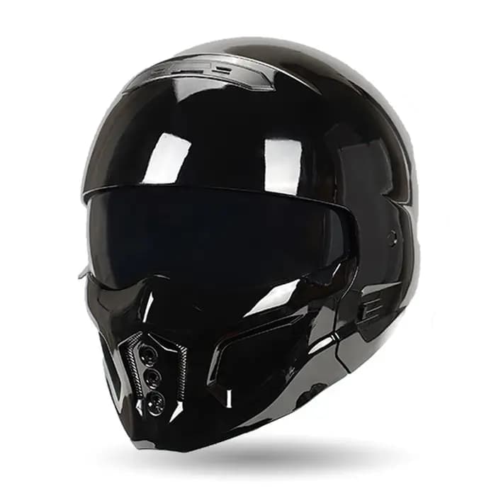 Casque de moto intégral Scorpion noir brillant robuste avec coque solide conçu pour l'utilisation de sports extrêmes de motocross Freestyle