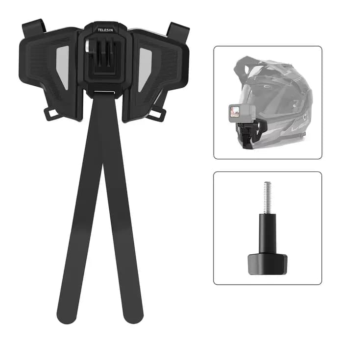 TELESIN – sangle de montage pour casque de moto, support de menton avant pliable pour GoPro 13 12 11