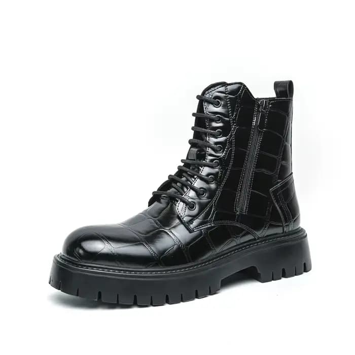 Nouvelles bottes rétro haut de gamme à semelles épaisses augmentant la hauteur pour l'automne et l'hiver
