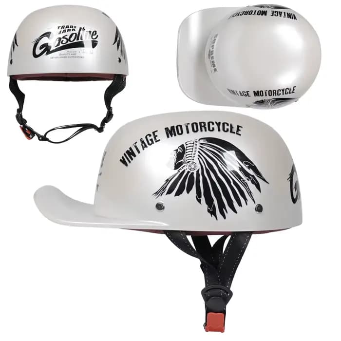 Casque de moto rétro noir style casquette de baseball avec visière