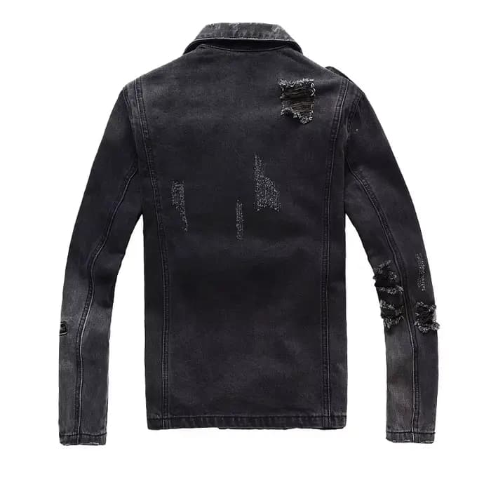 Veste en jean pour homme pour l'automne et l'hiver. Veste de moto slim déchirée à la mode de style punk de rue rétro américain.