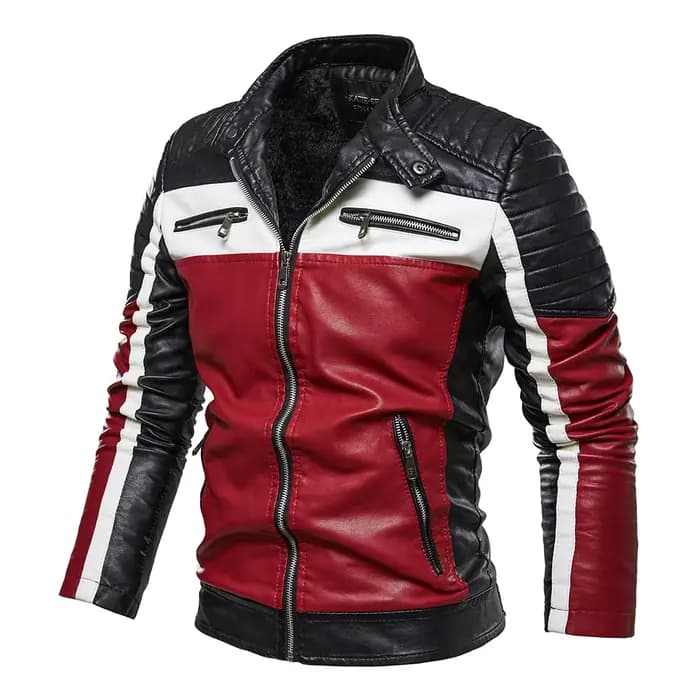 Veste de motard en cuir jaune pour homme