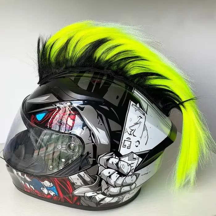 Personnalité créative moto casque électrique décoration Mohawk perruque