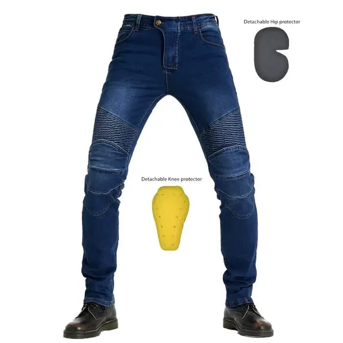 Jean de moto pour homme avec protections genoux et hanches, pantalon de motocross extérieur anti-chu