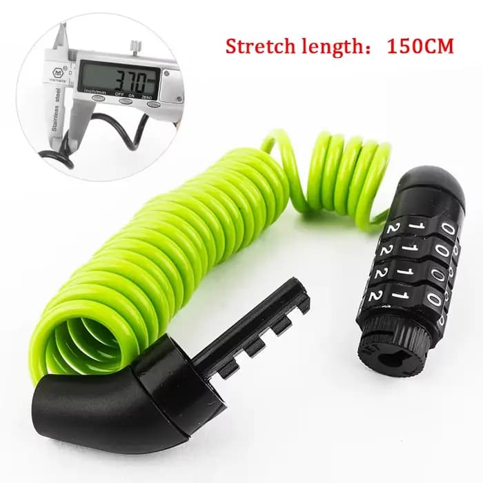 Verrou de casque de moto de 4,9 pieds, verrou de sécurité antivol à 4 chiffres, câble long enroulé,