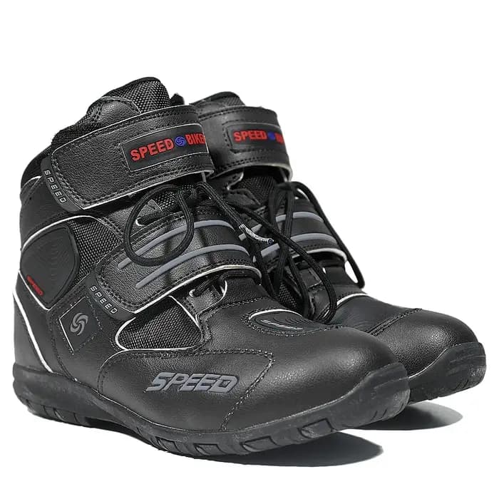 Bottes de course de motocross tout-terrain pour hommes, chaussures d'équitation de moto, cuir microcarence, bottes de moto