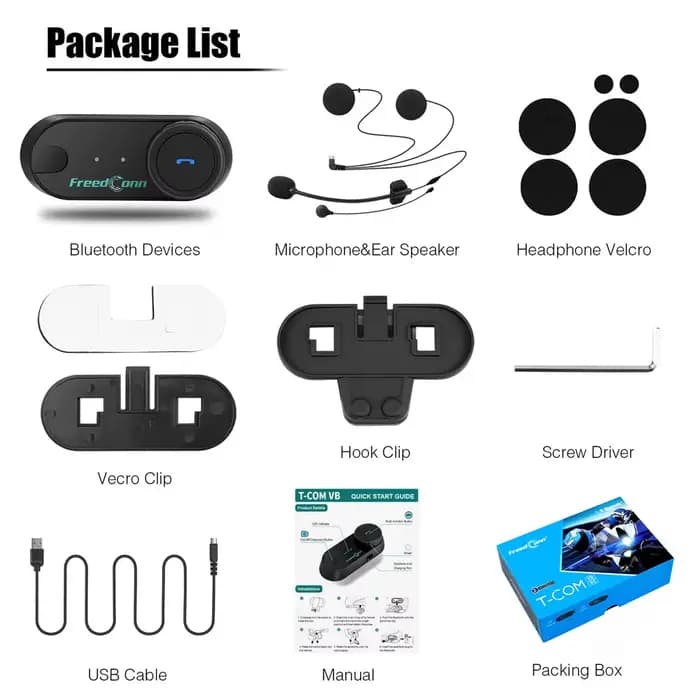Freedconn Casque De Moto Stéréo Bluetooth Mains Libres Appel Sans Fil Communication Interphone Musiq