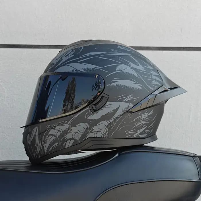 Casque de moto, casque intégral à double lentille pour hommes et femmes, voiture de sport de moto, casque intégral toutes saisons